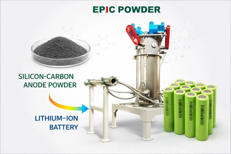 Broyeur à jet pour anodes silicium-carbone