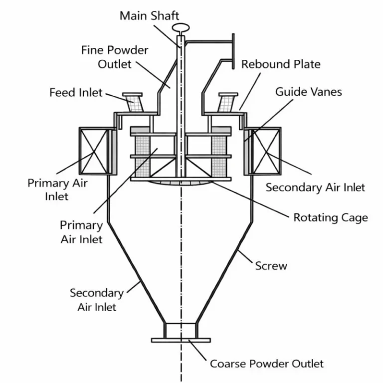 Schéma du classificateur d'air turbo